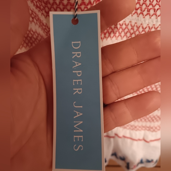 Draper James, Embroidered Blouse, size- L,  White, Red, and Blue, NWT - Picture 5 of 5